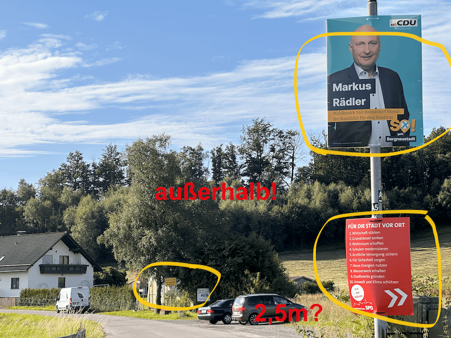 Wahlplakat Markus Rädler CDU Bergneustadt und SPD Bergneustadt außerhalb geschlossener Ortschaft!